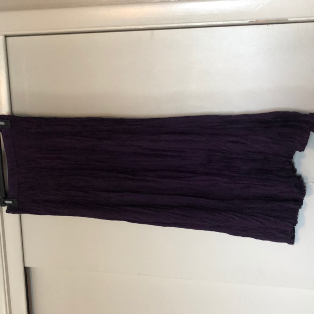 Purple 100% silk maxi crinkle skirt small
